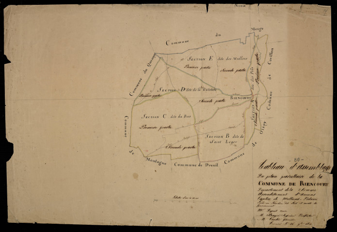Plan du cadastre napoléonien - Riencourt : tableau d'assemblage