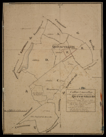 Plan du cadastre napoléonien - Quevauvillers : tableau d'assemblage