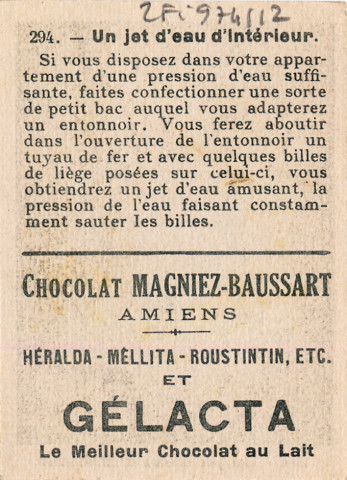 Chocolat Magniez-Baussart, Amiens. Image 294 : un jet d'eau d'intérieur