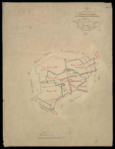 Plan du cadastre napoléonien - Meigneux : tableau d'assemblage