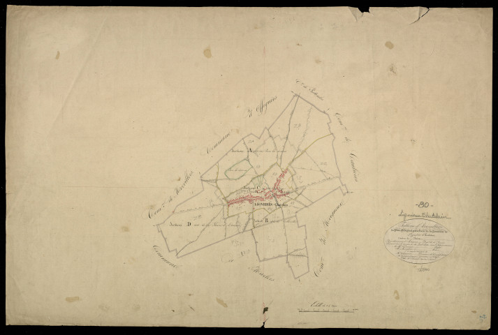 Plan du cadastre napoléonien - Lignieres-Chatelain : tableau d'assemblage