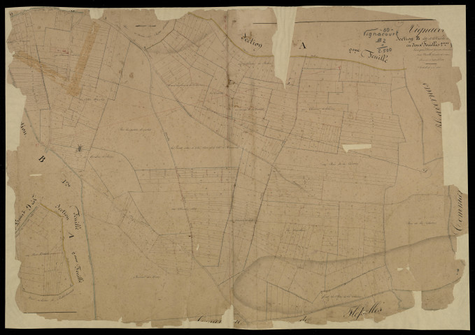 Plan du cadastre napoléonien - Vignacourt : Culotte (La) ; Terroir de Metz (Le), B2
