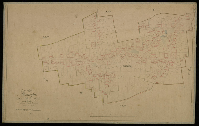 Plan du cadastre napoléonien - Maurepas : Chef-lieu (Le), D