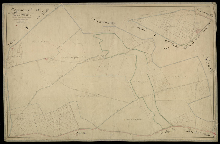 Plan du cadastre napoléonien - Vignacourt : Culotte (La) ; Terroir de Metz (Le), B1