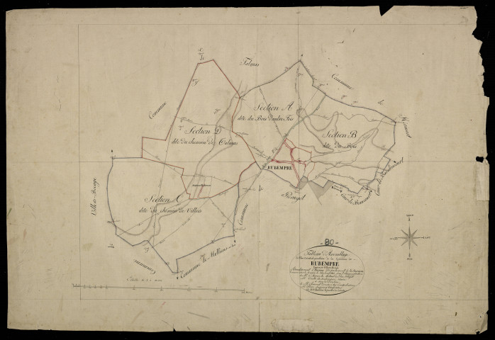Plan du cadastre napoléonien - Rubempre : tableau d'assemblage