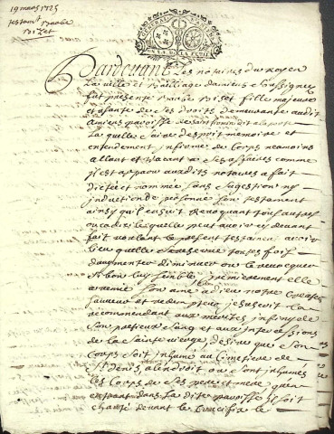 Etude de Me Charles Machart à Amiens (étude n°16). Minutes de l'année 1725