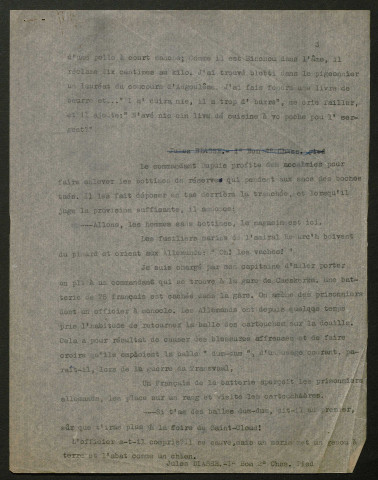 Témoignage de Diasse, Jules et correspondance avec Jacques Péricard