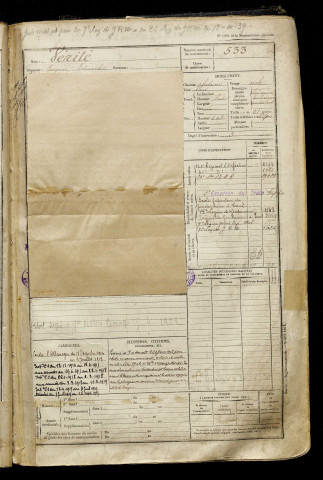 Vérité, Eugène Edouard, né le 23 mars 1895 à Paris 8e Arrondissement (Paris), classe 1915, matricule n° 533, Bureau de recrutement d'Amiens