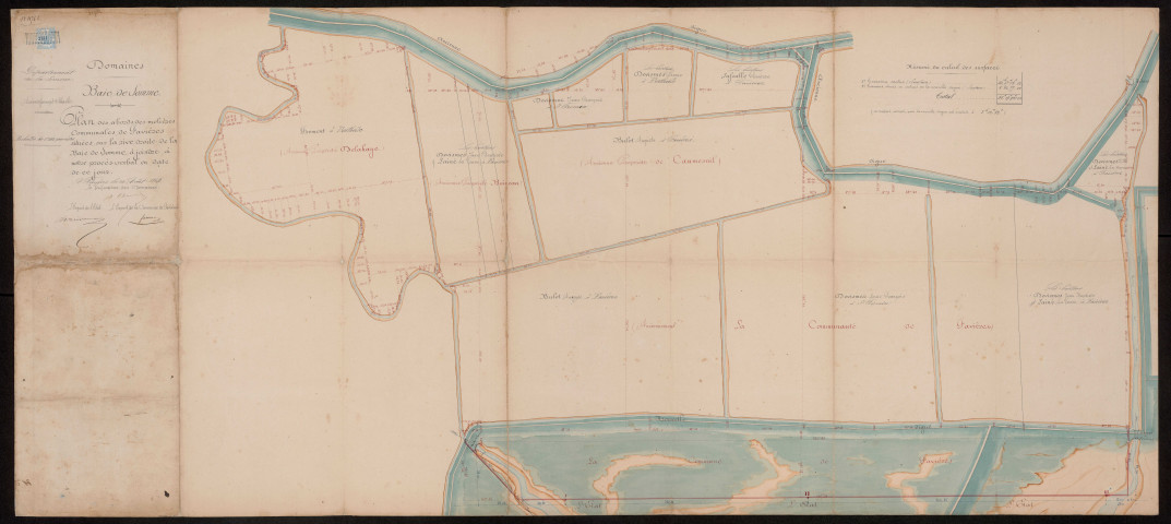 Favières. Plan des abords des mollières communales de Favières situées sur la rive droite de la baie de Somme, 20 août 1864.