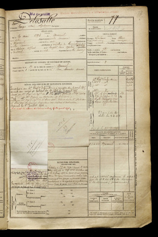 Delasalle, Georges Albert Alphonse, né le 10 mai 1896 à Moreuil (Somme), classe 1916, matricule n° 77, Bureau de recrutement de Péronne