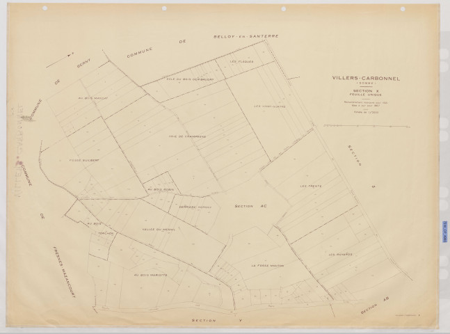 Plan du cadastre rénové - Villers-Carbonnel : section X