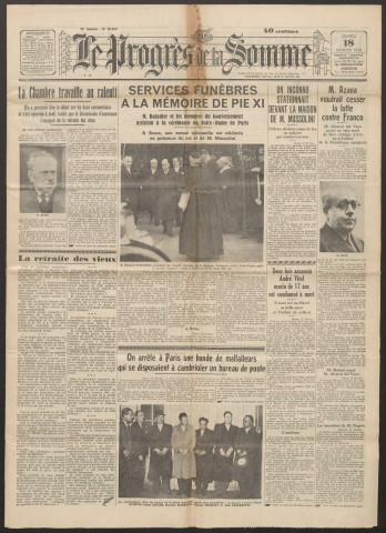 Le Progrès de la Somme, numéro 21700, 18 février 1939