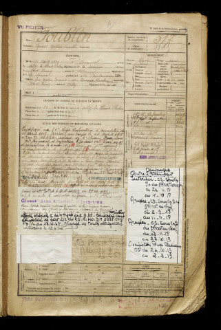 Foublin, Ernest Zéphir Camille, né le 10 août 1899 à Cocquerel (Somme), classe 1919, matricule n° 517, Bureau de recrutement d'Abbeville