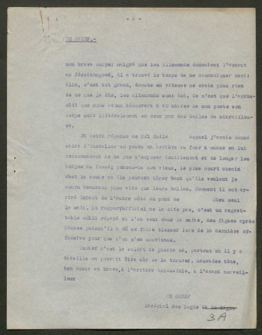 Témoignage de De Greef (Maréchal des logis) et correspondance avec Jacques Péricard