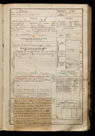 Périn, Edmond Théodore Alfred, né le 22 septembre 1874 à Étoile (L') (Somme), classe 1894, matricule n° 741, Bureau de recrutement d'Amiens