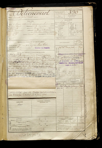 Deliencourt, Narcisse Gabriel Ernest, né le 06 février 1901 à Terramesnil (Somme), classe 1921, matricule n° 390, Bureau de recrutement d'Amiens