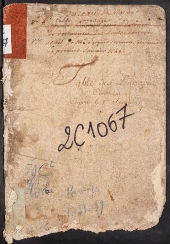 Tables des partages du bureau de Corbie pour la période 1733-1759