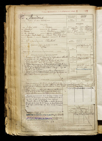 Baudoux, Eugène Gustave Valentin, né le 03 mai 1881 à Ablaincourt-Pressoir (Somme), classe 1901, matricule n° 1058, Bureau de recrutement de Péronne