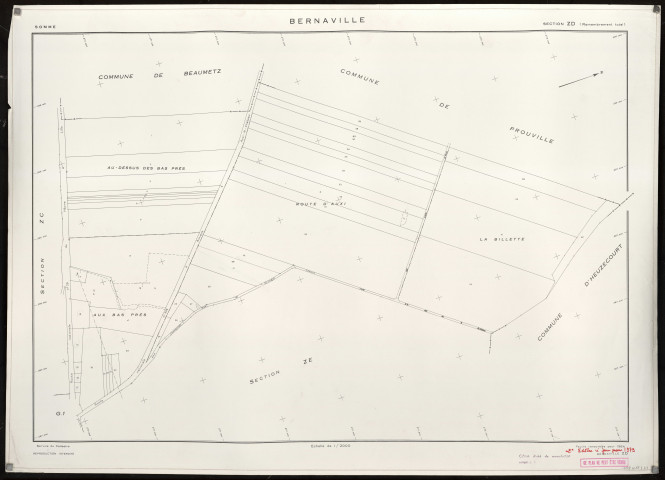 Plan du cadastre rénové - Bernaville : section ZD