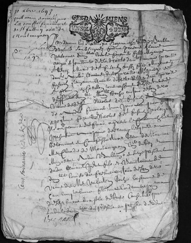 Etude de Me Henri Louette à Amiens (étude n°22). Minutes de l'année 1693