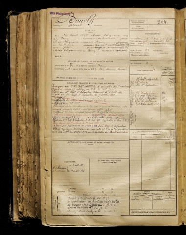 Boucly, Albert, né le 16 août 1898 à Croix-Moligneaux (Somme), classe 1918, matricule n° 964, Bureau de recrutement de Péronne
