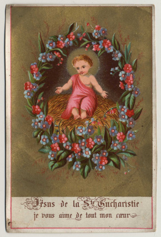 Jésus de la Sainte Eucharistie. L'Enfant Jésus dans la mangeoire de la crèche
