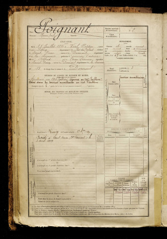 Poignant, Henri Emile, né le 15 juillet 1880 à Vieil-Hesdin (Pas-de-Calais), classe 1900, matricule n° 62, Bureau de recrutement d'Abbeville