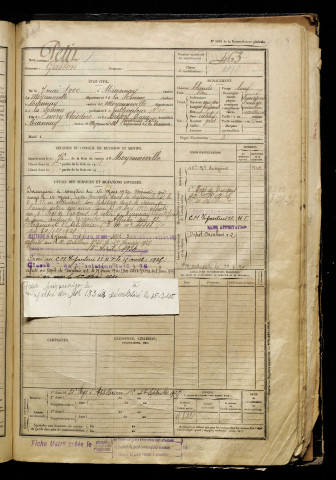 Petit, Gaston, né le 07 mai 1900 à Miannay (Somme), classe 1920, matricule n° 463, Bureau de recrutement d'Abbeville