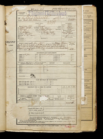 Bernault, Ernest Victor Arthémire, né le 01 juin 1897 à Pierregot (Somme), classe 1917, matricule n° 282, Bureau de recrutement d'Amiens