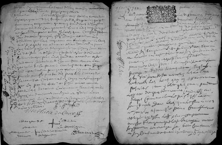 Etude de Me Pierre Trencart à Amiens (étude n°7). Minutes des années 1704-1712