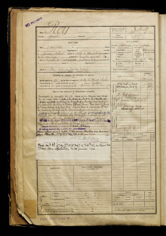 Rey, Marcel, né le 03 mai 1899, classe 1919, matricule n° 544, Bureau de recrutement d'Abbeville