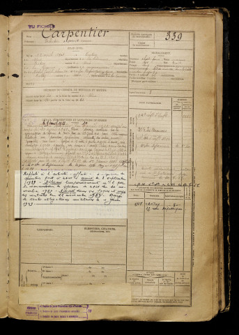 Carpentier, Valentin Alphonse, né le 12 avril 1901 à Crotoy (Le) (Somme), classe 1921, matricule n° 339, Bureau de recrutement d'Abbeville