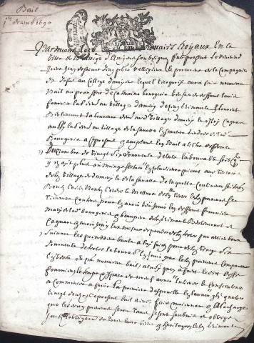 Etude de Me Jean Duval à Amiens (étude n°8). Minutes de l'année 1690