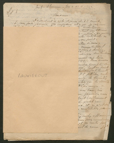 Témoignage de Lauvigeout, (Caporal) et correspondance avec Jacques Péricard