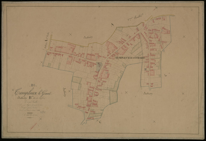 Plan du cadastre napoléonien - Templeux-le-Guerard : Chef-lieu (Le), B