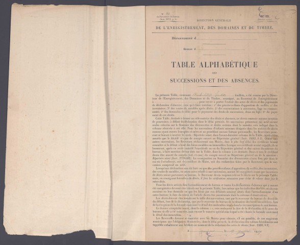 Table des successions et absences du bureau de Conty
