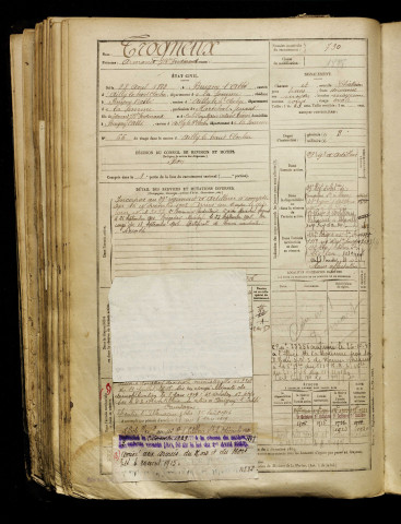 Trogneux, Armand Jean Baptiste Ferdinand, né le 28 avril 1882 à Buigny-l'Abbé (Somme), classe 1902, matricule n° 730, Bureau de recrutement d'Abbeville