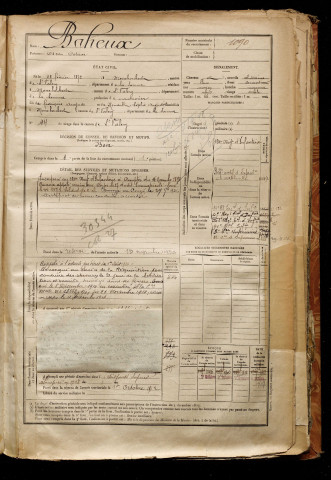 Baheux, Oscar Octave, né le 28 février 1872 à Mons-Boubert (Somme), classe 1892, matricule n° 1090, Bureau de recrutement d'Abbeville