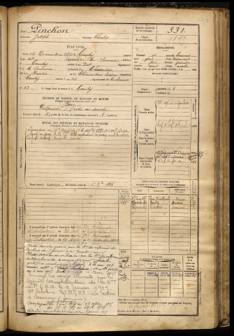 Pinchon, Joseph, né le 16 décembre 1872 à Conty (Somme), classe 1892, matricule n° 331, Bureau de recrutement d'Amiens