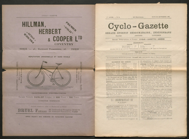 Cyclo-Gazette. Organe sportif hebdomadaire indépendant, numéro 6