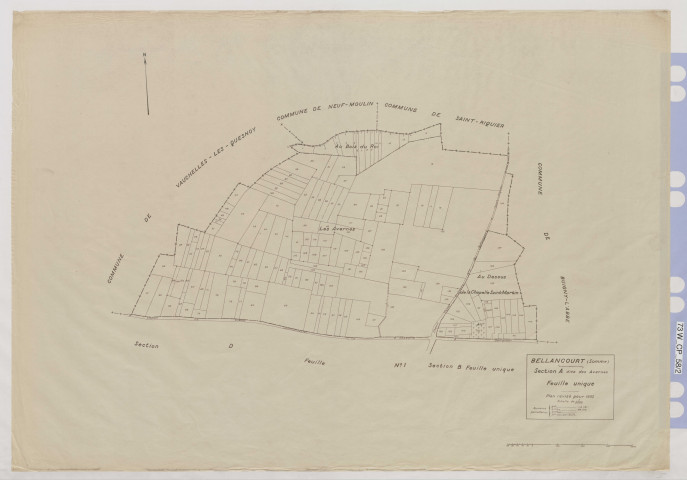Plan du cadastre rénové - Bellancourt : section A