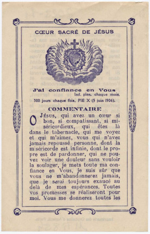 Coeur Sacré de Jésus. J'ai confiance en vous
