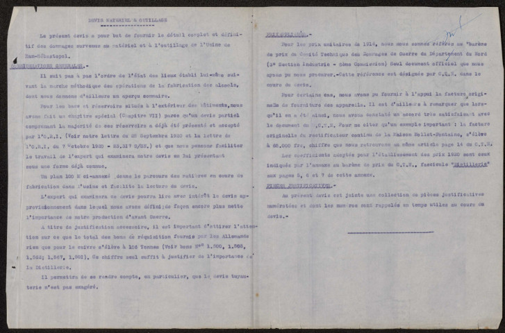 Ham. Demande d'indemnisation des dommages de guerre : dossier Omnium industriel de Ham