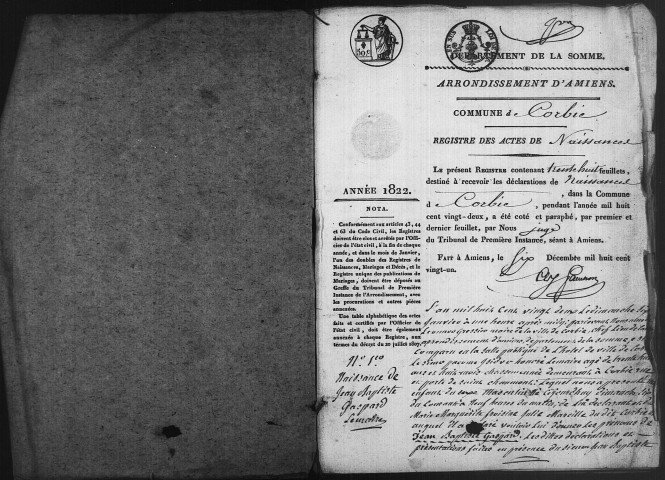 Corbie : naissances, mariages, décès