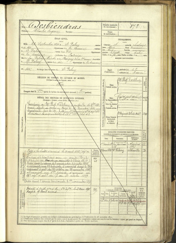Desbiendras, Charles Eugène, né le 29 septembre 1860 à Saint-Valery-sur-Somme (Somme, France), classe 1880, matricule n° 872, Bureau de recrutement d'Abbeville