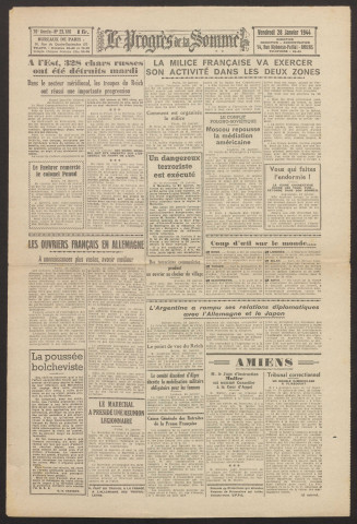 Le Progrès de la Somme, numéro 23186, 28 janvier 1944