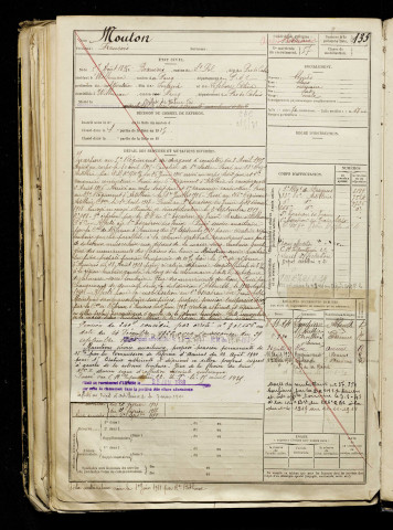 Mouton, François, né le 27 août 1896 à Beauvois (Pas-de-Calais), classe 1916, matricule n° 57, Bureau de recrutement d'Abbeville