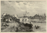 Amiens - Picardie. Lithographie par J.D. Harding, sur papier Chine appliqué. Imprimée par C. Hullmandel