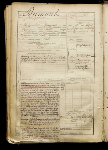 Dumont, Jules François Ernest, né le 24 février 1880 à Yzengremer (Somme), classe 1900, matricule n° 934, Bureau de recrutement d'Abbeville