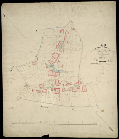 Plan du cadastre napoléonien - Fresnoy-en-Chaussée (Fresnoy) : Chef-lieu (Le), développement de la section B